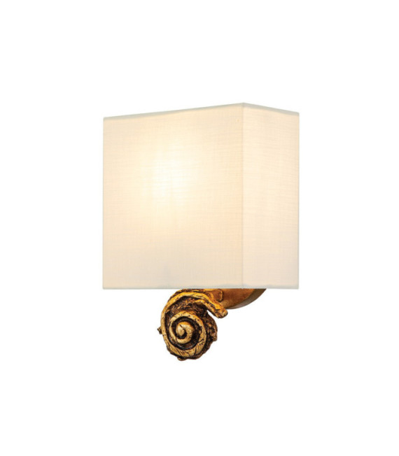Applique murale Swirl Abat-jour en lin,acier,résine Feuille d'or