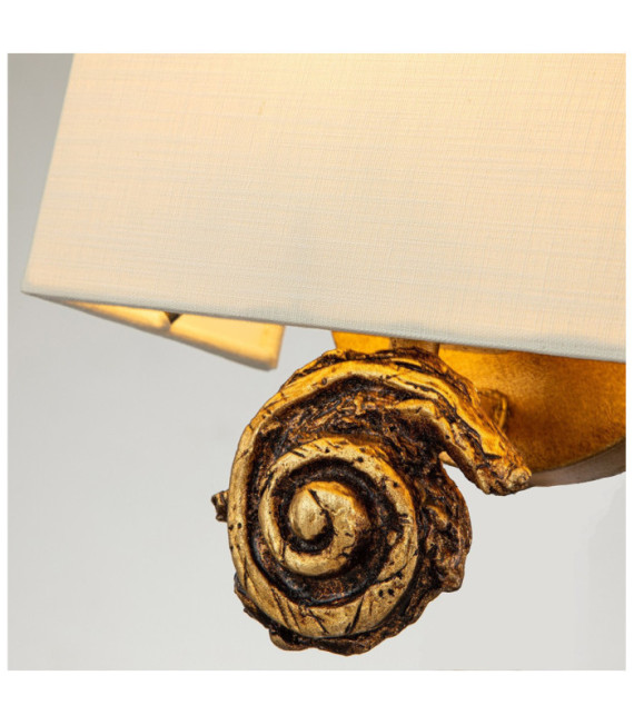 Applique murale Swirl Abat-jour en lin,acier,résine Feuille d'or