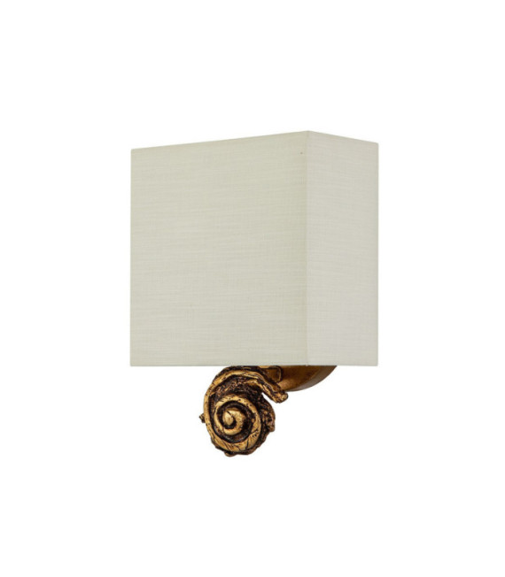 Aplique Swirl Pantalla de lino, acero, resina en pan de oro