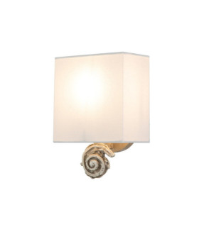 Lampada da parete Swirl. Paralume in lino, acciaio, resina bianco osso