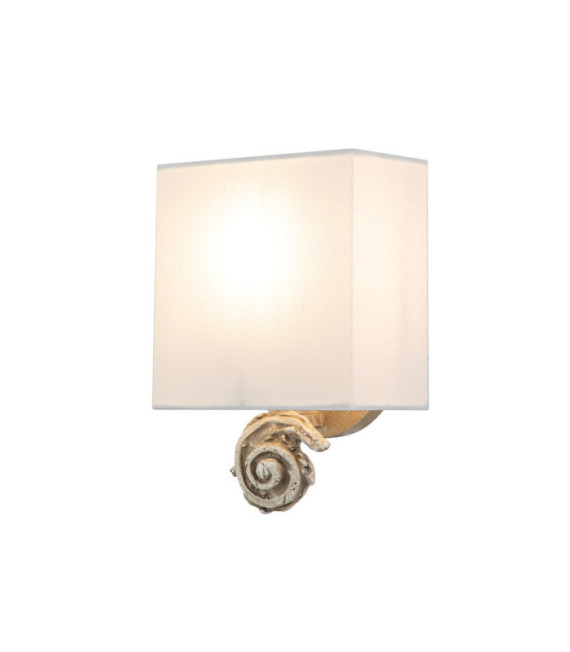 Swirl wall light Lampshade in linen, steel, bone white resin