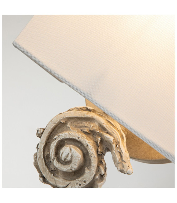 Swirl wall light Lampshade in linen, steel, bone white resin