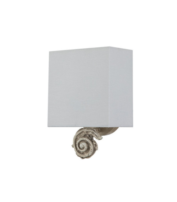 Wandleuchte Swirl. Lampenschirm aus Leinen, Stahl und knochenweißem Harz