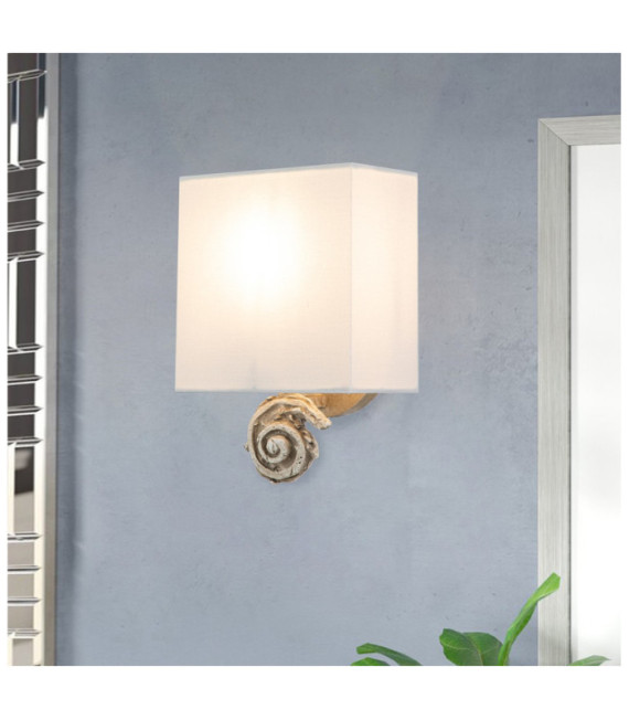 Aplique Swirl Pantalla de lino, acero, resina blanco hueso