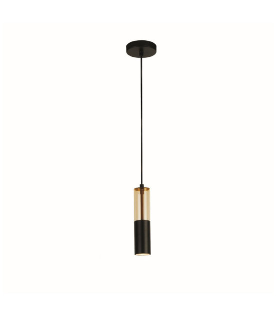Merrygold pendant light Mild steel Matt black, Amber