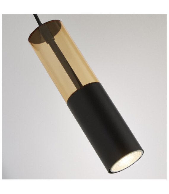 Lampada a sospensione Merrygold Acciaio dolce Nero opaco, Ambra