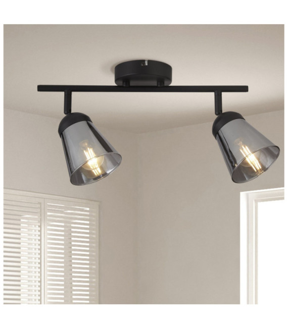 Mega spotlight Mild steel Matt black, Smoked