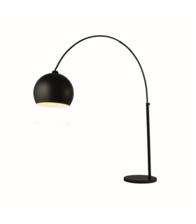Giant arched floor lamp Mild steel, Matte black marble, black marble