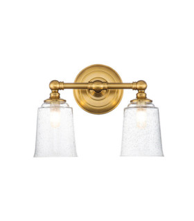 Feiss Wandleuchte Stahl, transparentes, gekörntes Glas Messing brüniert