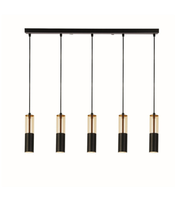 Suspension Merrygold Acier doux Noir mat, Ambre