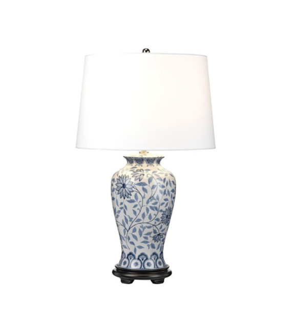 Ying table lamp Porcelain and wood base lampshade, White, Blue
