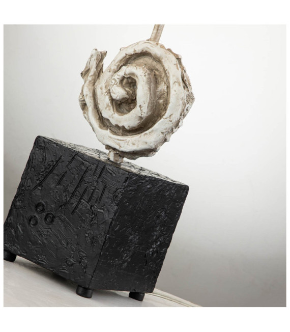 Swirl Table Lamp Resin, Parchment, Steel Black, Bone White