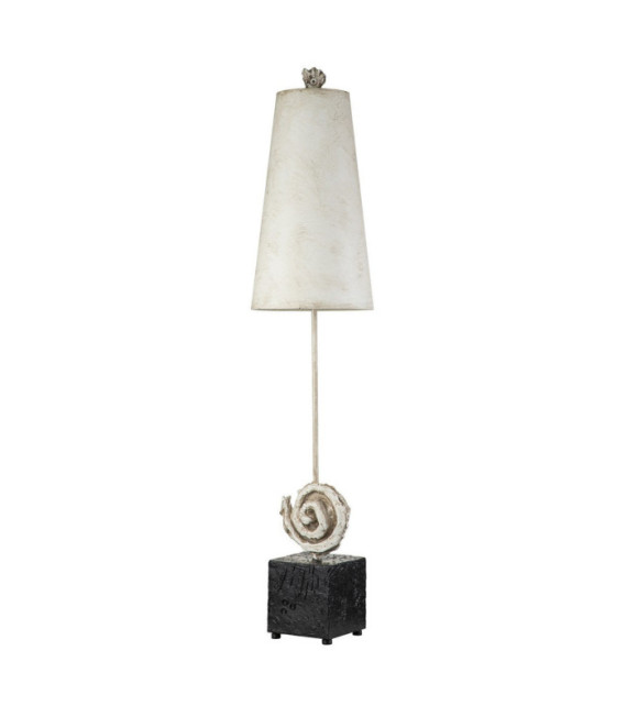 Lampada da tavolo Swirl Resina, Pergamena, Nero Acciaio, Bianco Osso