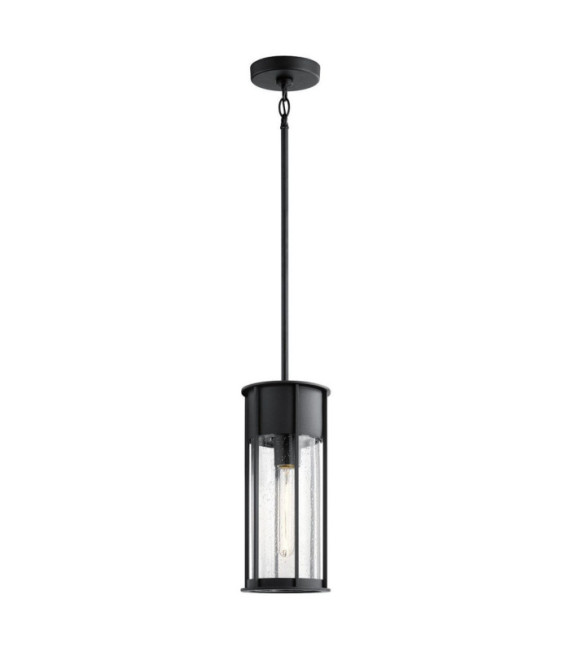 Suspension extérieur Camillo Aluminium,verre grainé transparent Noir texturé