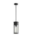 Suspension extérieur Camillo Aluminium,verre grainé transparent Noir texturé
