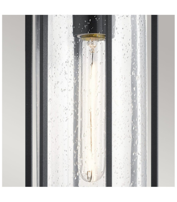 Suspension extérieur Camillo Aluminium,verre grainé transparent Noir texturé