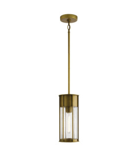 Suspension extérieur Camillo Aluminium,verre grainé transparent Laiton naturel peint