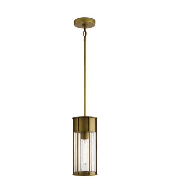 Lámpara colgante de exterior Camillo Aluminio, vidrio granulado transparente Latón natural pintado