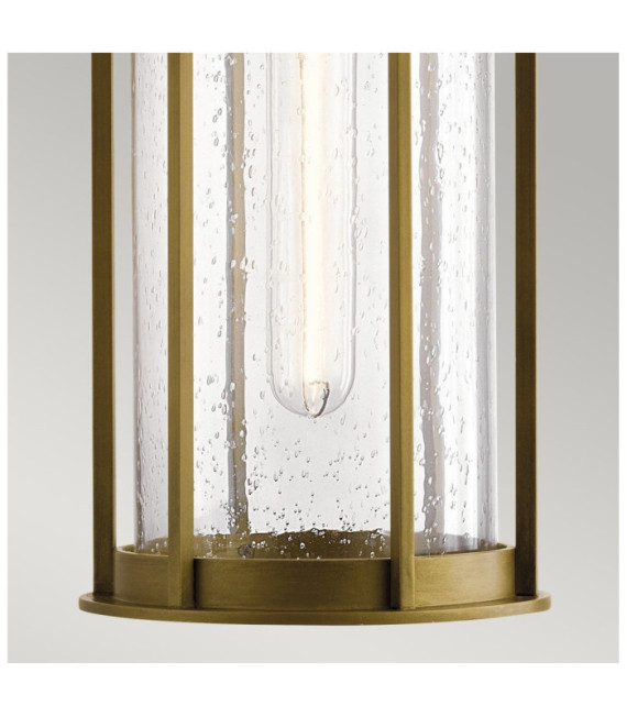 Lampada a sospensione per esterni Camillo Alluminio, vetro granulato trasparente Ottone naturale verniciato