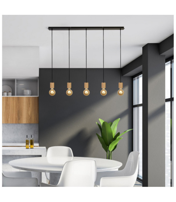 Spinny pendant light Mild steel Matt black, natural