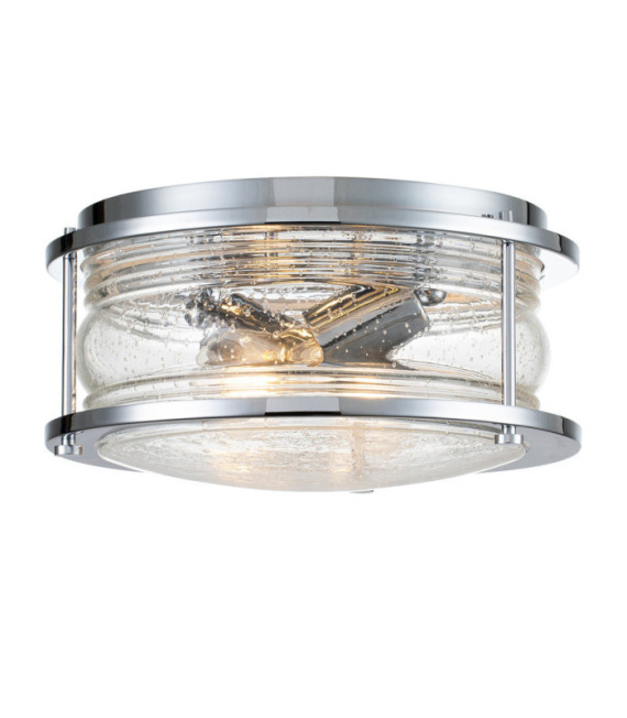 Kichler Bathroom Ceiling Light Clear grained glass, polished chrome steel