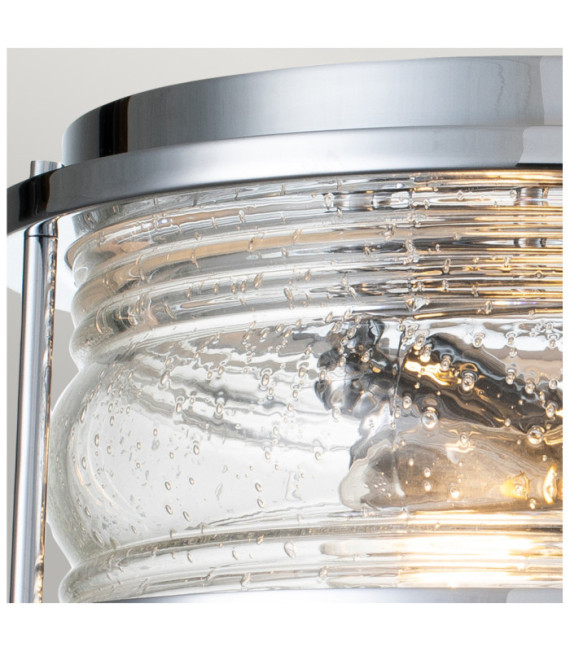 Kichler Bathroom Ceiling Light Clear grained glass, polished chrome steel