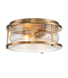 Deckenleuchte Badezimmer Kichler Stahl, transparentes genarbtes Glas Naturmessing