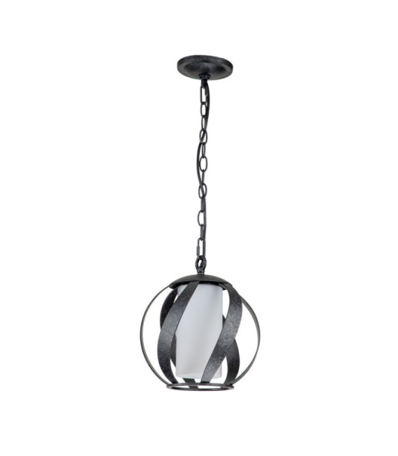 Lampada a sospensione Quoizel Acciaio, vetro opalino satinato Old Black