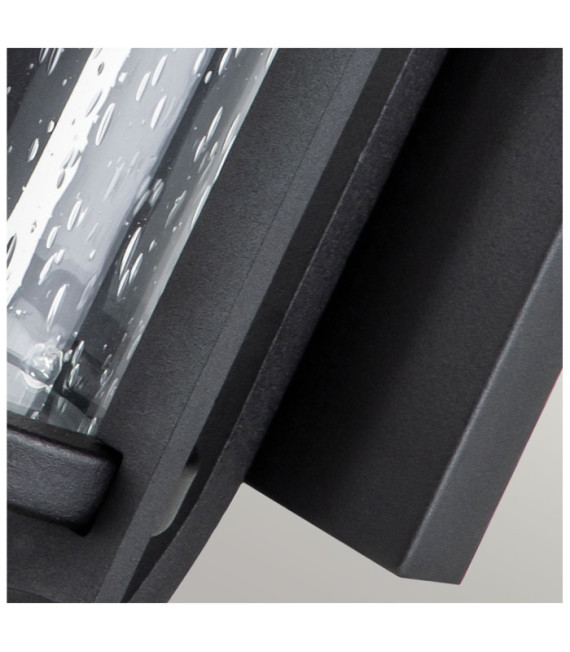 Merrill exterior wall light Aluminum, transparent grained glass Black
