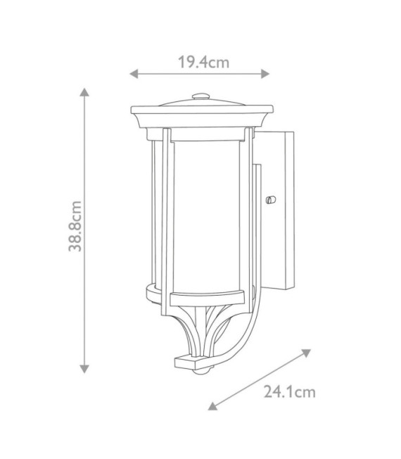 Lampada da parete per esterni Merrill Alluminio, vetro granulato trasparente Nero