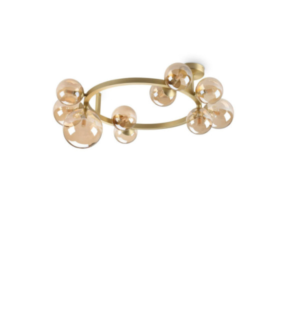 Plafoniera con perline in metallo ottone