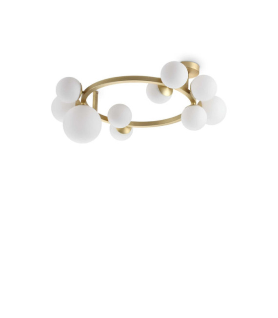 Plafoniera con perline in metallo ottone
