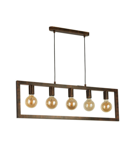 Oblong pendant light Mild steel Rustic brown