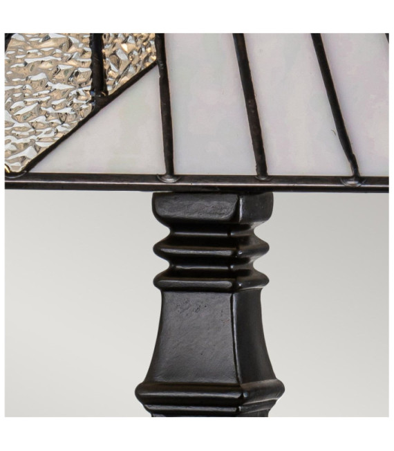 Lámpara de mesa Alderley Acero, vidrio artístico Bronce vintage