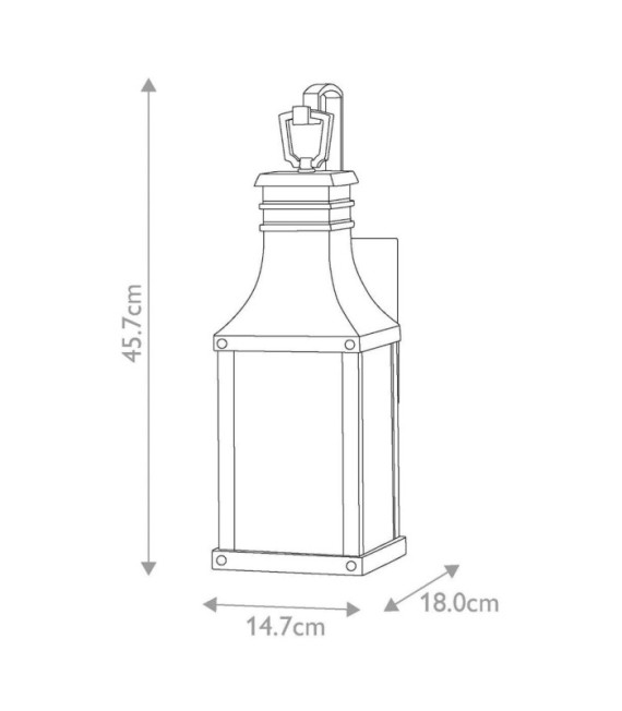 Beacon exterior wall light Transparent seeded glass, Museum aluminum Black