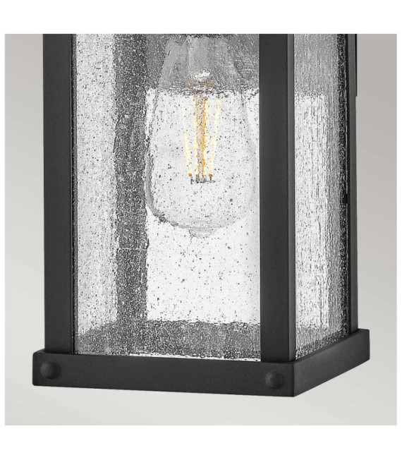 Beacon exterior wall light Transparent seeded glass, Museum aluminum Black