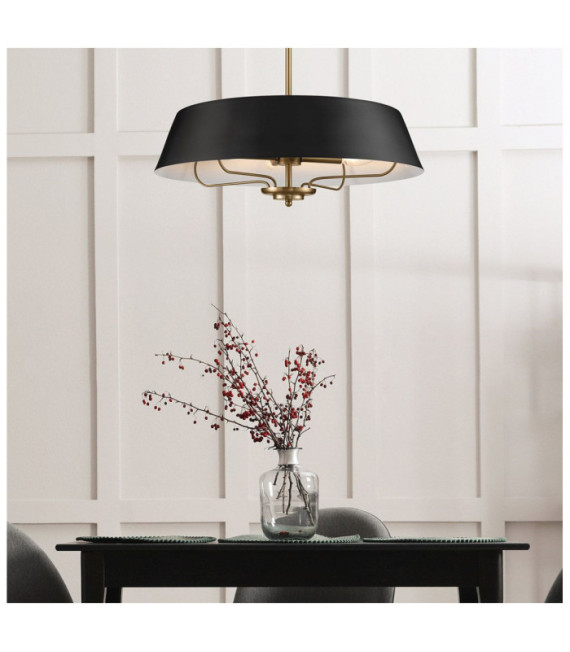 Luella Pendant Light Black Steel, Brass
