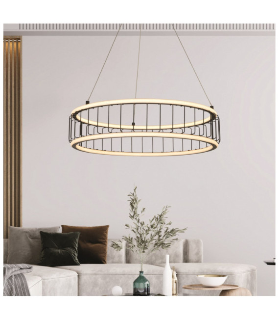 Lampada a sospensione Circolo Alluminio, acciaio dolce Bianco, nero sabbia