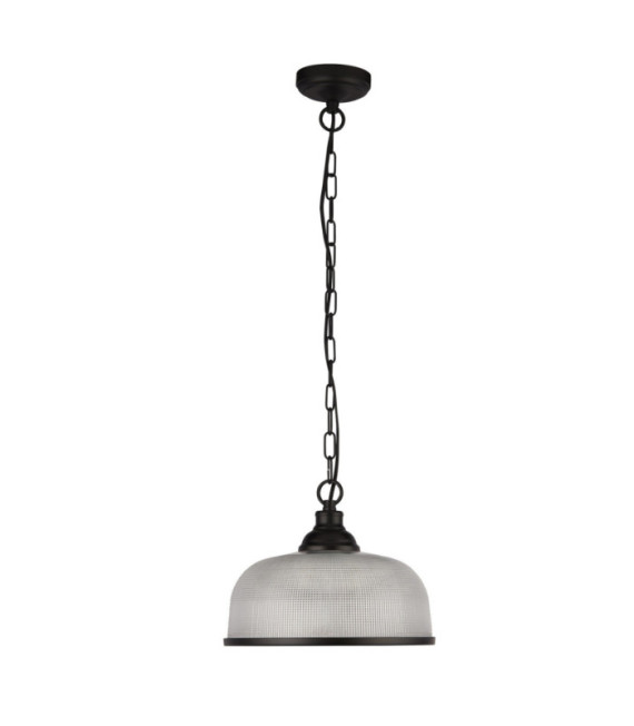 Highworth pendant light Mild steel, Clear glass, black