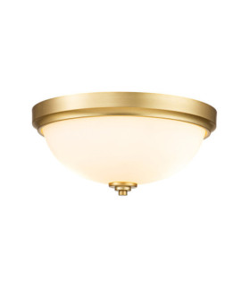 Feiss Ceiling Light Opal Glass, Brushed Brass Steel