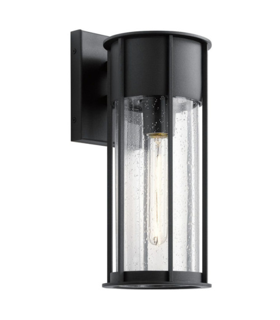 Außenwandleuchte Camillo Transparentes Saatglas, strukturiertes schwarzes Aluminium
