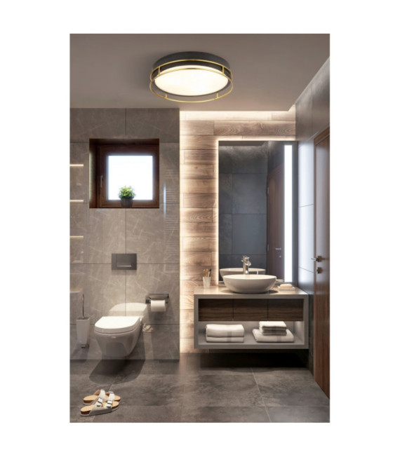 Plafoniera Bagno Phoenix Acciaio dolce, vetro Nero