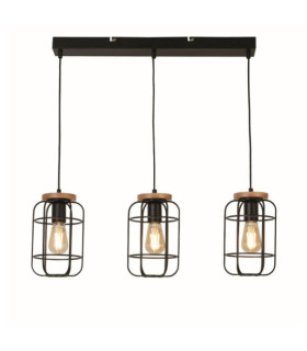 Suspension Vision Acier doux Bois, Noir Mat