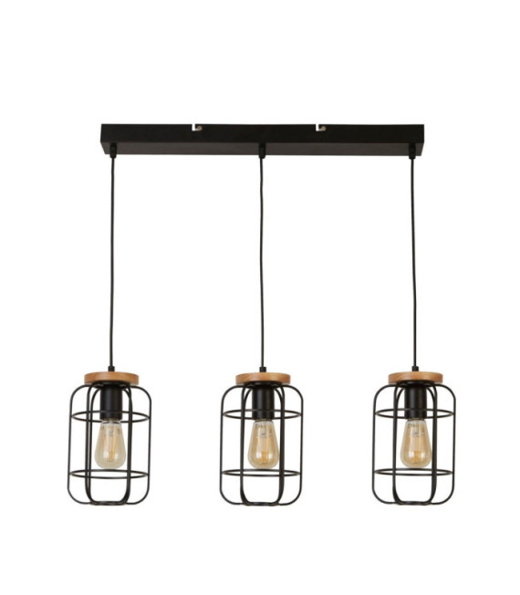Suspension Vision Acier doux Bois, Noir Mat