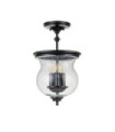 Pickering pendant light Transparent grained glass, Black steel