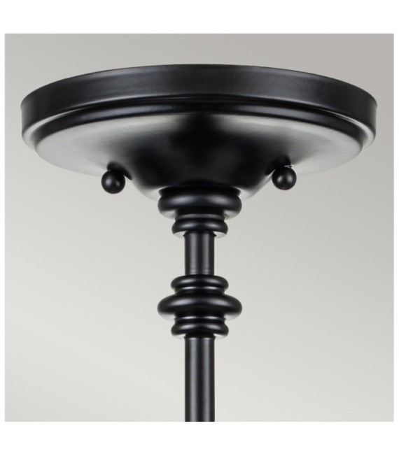 Pickering pendant light Transparent grained glass, Black steel