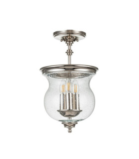 Pickering pendant light Transparent grained glass, Polished nickel steel