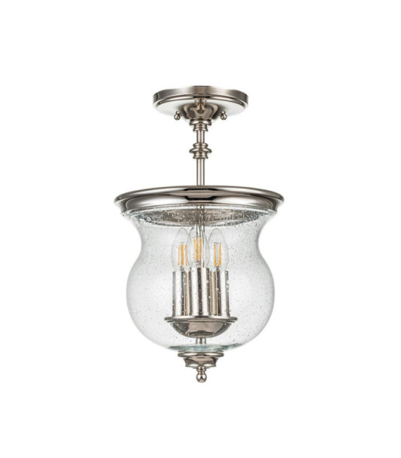 Pickering pendant light Transparent grained glass, Polished nickel steel