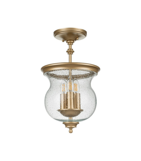 Lámpara colgante Pickering Vidrio granulado transparente, acero Latón natural pintado