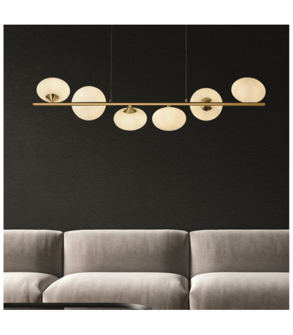 Lampada a sospensione Pebble Acciaio dolce Bianco, Ottone satinato